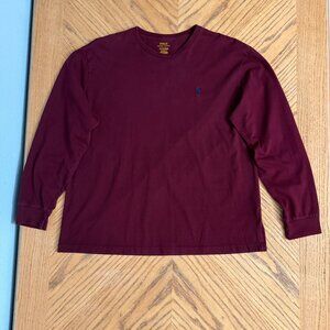 Polo Ralph Lauren Cotton Long Sleeve T-Shirt Purple with Blue Logo Size L